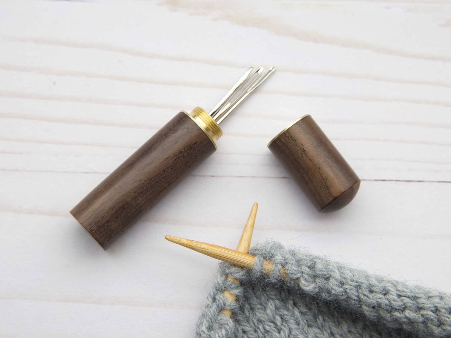 Wooden Darning Needle Storage Cases