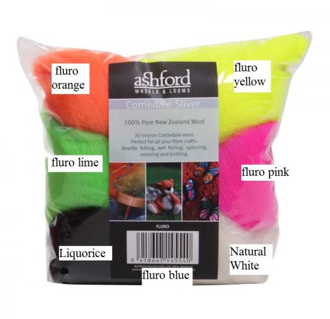 Ashford Dyed 7 Colour Corriedale Top 100g