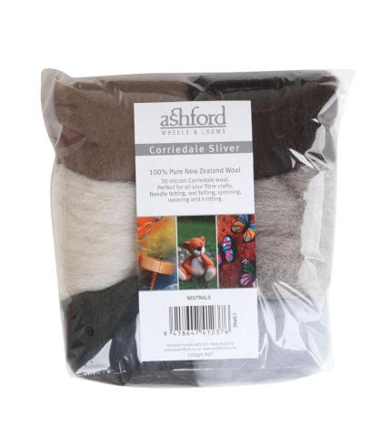 Ashford Dyed 7 Colour Corriedale Top 100g