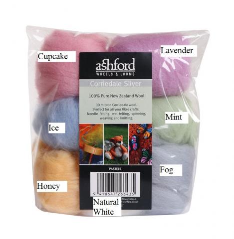 Ashford Dyed 7 Colour Corriedale Top 100g