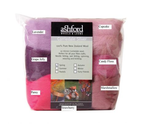 Ashford Dyed 7 Colour Corriedale Top 100g