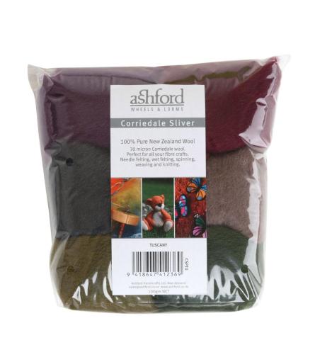 Ashford Dyed 7 Colour Corriedale Top 100g