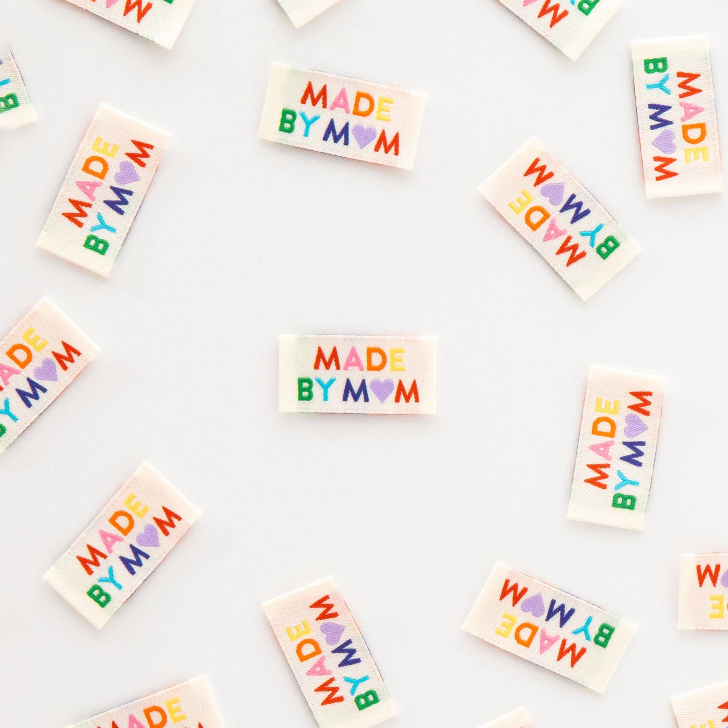 Made by Mom Woven Sewing Labels Rainbow Colors