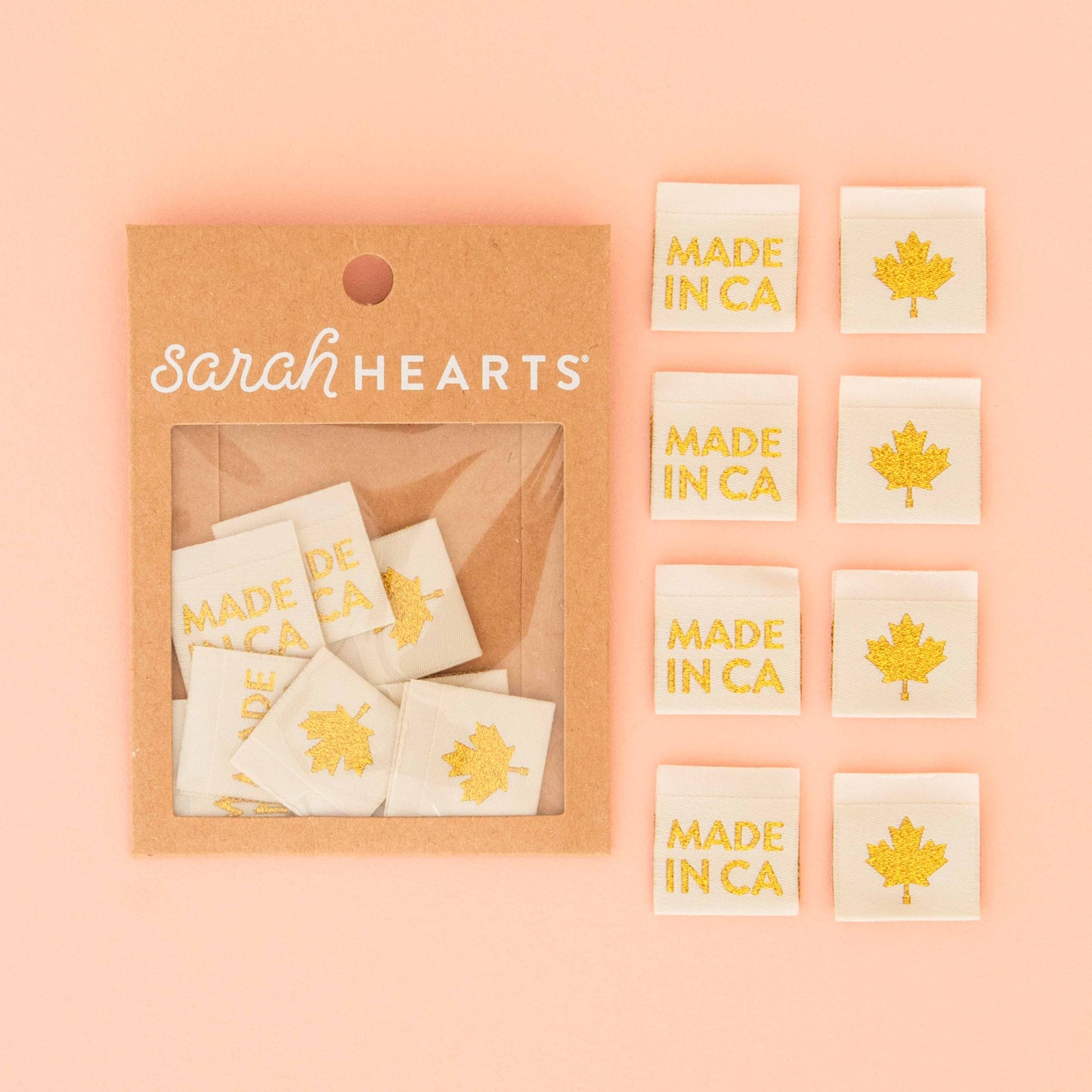 Sarah Hearts Made in Canada Gold Woven Labels