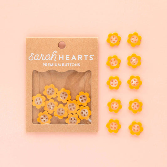 Sarah Hearts Yellow Daisy Small 5/8" Buttons