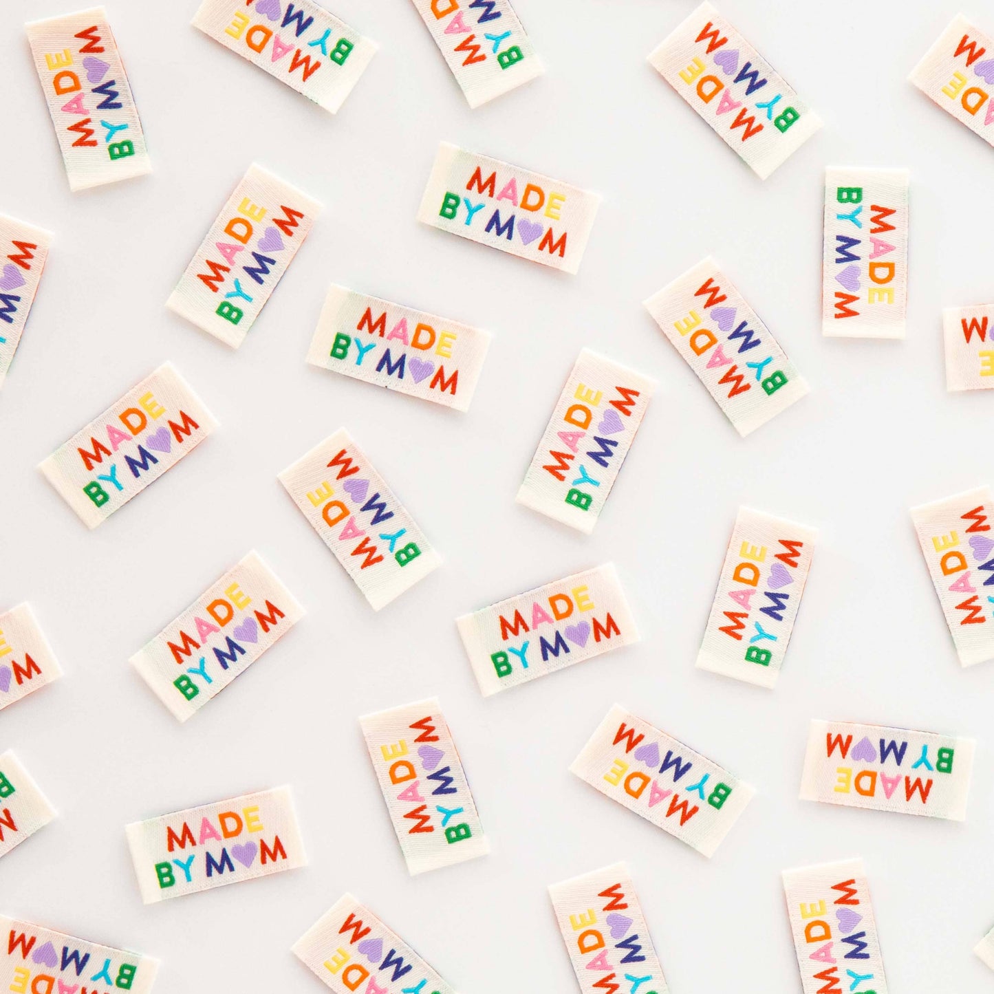 Made by Mom Woven Sewing Labels Rainbow Colors
