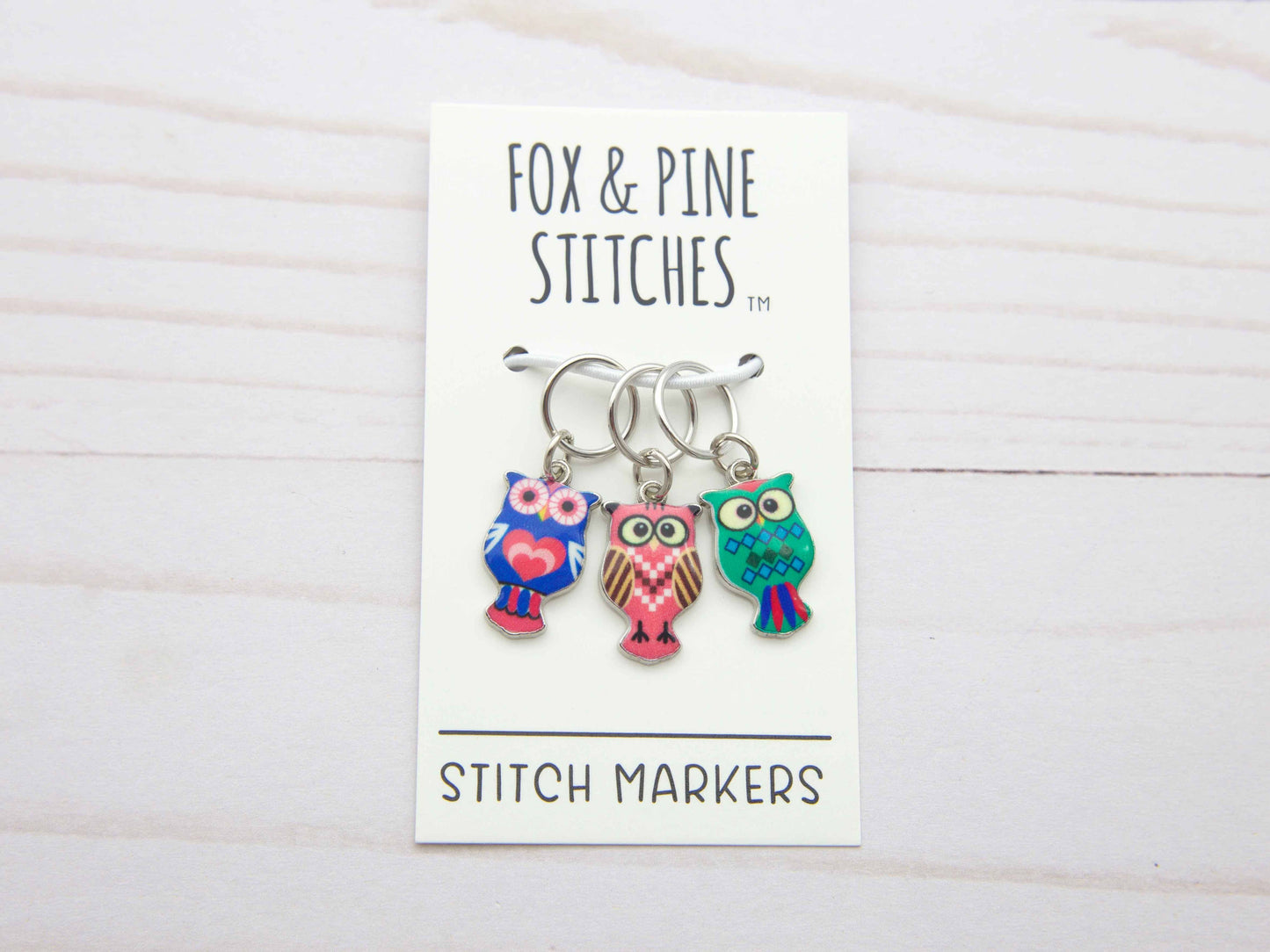 Fox & Pine Colourful Owls Stitch Markers